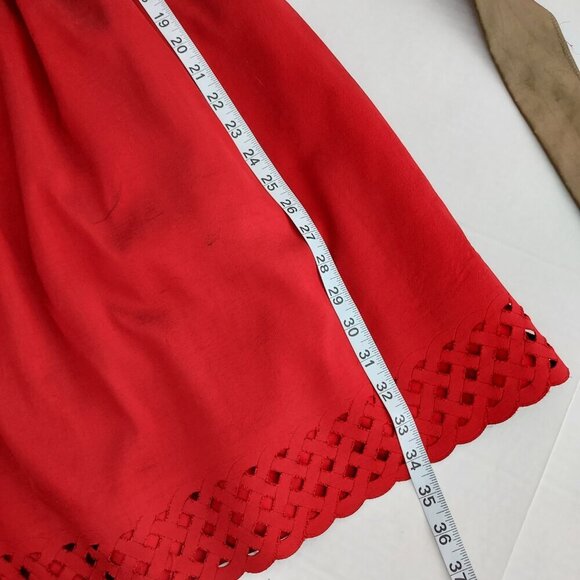 Dimples Los Angeles Red Silk Short Sleeve Dress With Sash Size 6x - Picture 2 of 9